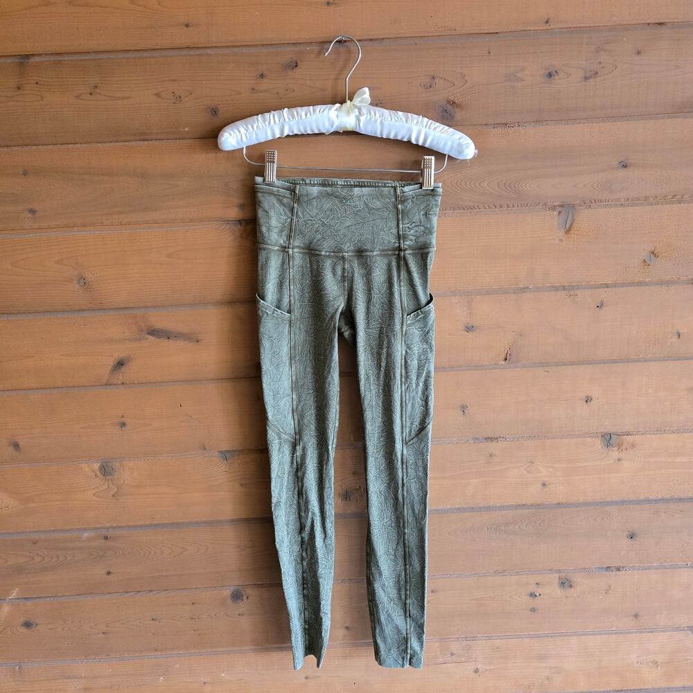 Lululemon Fast and Free High Rise Tight Legging 2 Ice Dye Wash Moss 25" Green - Picture 2 of 7